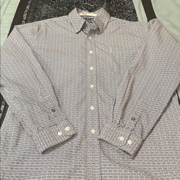 CINCH Men's Blue Patterned Button-Down Shirt, very nice, size medium - Picture 7 of 7